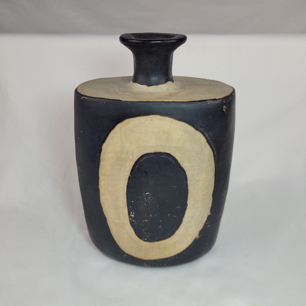 Meseta Bottle Vase Made in Honduras Matte Black Cream Ceramic Geometric Decor